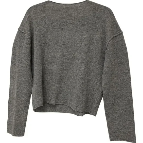 Massimo Dutti Women Sweater M Medium Knit Gray Crop shoulder seams 5727/621 NWT - Picture 4 of 7